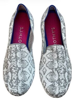 Rothy's The Loafer Python Slip-On Flats Grey Sz 9 EUC